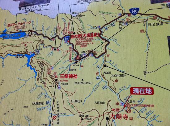国道140号〜大血川〜渓流観光釣り場地図 